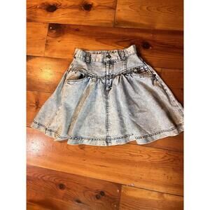 Bugle Boy Acid wash Denim Jean Skirt Size 14 Girls 80's Y2K 90’s Hairband Punk.